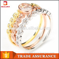 2015 fashion jewelry 18k gold wedding silver gemstone rings 925 silver mini ring set wholesale